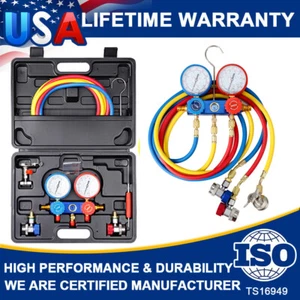 5 Way HVAC A/C Diagnostic Manifold Gauge Set Professional AC Charging Tool Kit - Picture 1 of 12