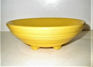 Vintage California Pottery Yellow Ware 4 Footed 5 Ring Salad Bowl 8 1/4" Pacific - Picture 1 of 7