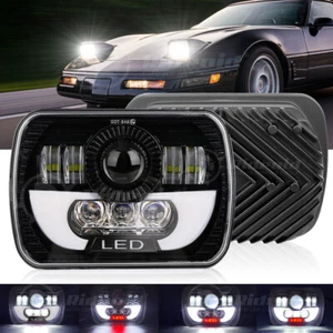 For Chevy Corvette C4 1984-1996 Black 5X7/7X6" LED Headlight H4 Hi/Lo Beam Bulb - Picture 1 of 16