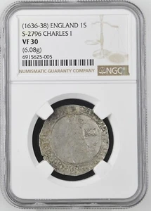 England - 1636 - 1638 Charles I - Shilling - NGC VF30 - S-2796 Variety - SCARCE - Picture 1 of 4