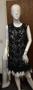 DKNY Dress - Lace Style Shift Dress With Feather Detail Size UK 10 /US 6 - Picture 1 of 8