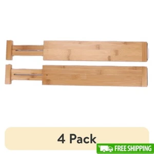 Adjustable Bamboo Drawer Dividers 4 Pack Expandable Organizers Home Office New - Picture 1 of 7