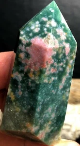 65g WOW! Ocean Jasper Quartz Geode Reiki Agate CRYSTAL WAND POINT Healing Y983 - Picture 1 of 7