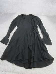 J.Crew Wrap Dress Womens 10 Drapey Black Long Sleeve Tie Waist NEW - Picture 1 of 9