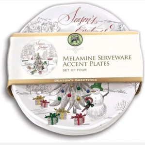 MIchel Design Works Christmas Season's Greetings Melamine 8" Salad Side (B2-G1) - Picture 1 of 1