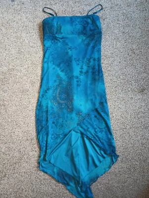 City Triangles Y2K Sleeveless Asymmetric Dress Juniors Large Blue Mermaid Fairy - Image 1 of 4