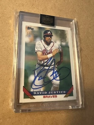 2021 Topps Archives Signatures 1993 Topps Gallery David Justice auto #/32 Braves - Image 1 of 2