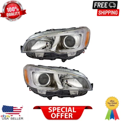 Halogen Headlight Lamp Chrome Driver Side Pair Fits 15-18 Subaru WRX Brand New - Imagem 1 de 4