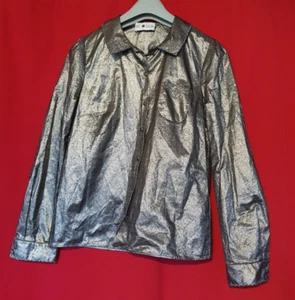 Alexa Chung x Marks and Spencer M&S Metallic Silver Mix Blouse, Size 8 - Picture 1 of 8