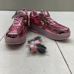 Wooowyet Pink LED Roller Skate Hook & Loop Sneakers Girls Size 7 NEW - Picture 1 of 8