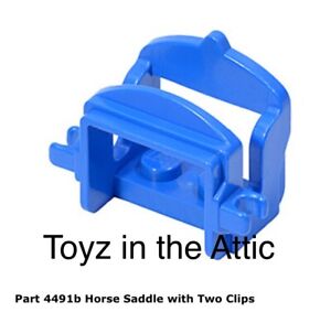 Lego 1x 4491b Blue Black Horse Saddle with Two Clips  Castle