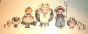 Vintage Signed Berry Sills Country Farmhouse Farm Animals Watercolor Art Print - Picture 1 of 12