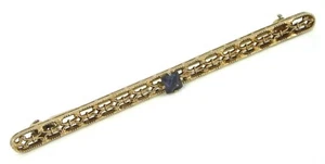 VINTAGE BEAUTIFUL 14K WHITE GOLD BLUE SAPPHIRE ART DECO BAR BROOCH PIN 2.1 GRAMS - Picture 1 of 2