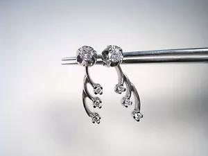 DIAMOND STUD & JACKET EARRINGS .55 CTW - 14k WHITE GOLD - Picture 1 of 8