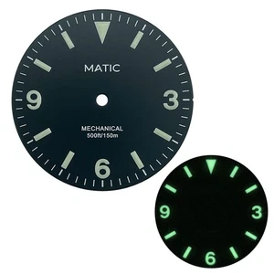 Esfera de reloj estilo Explor negra 28,5 mm sin fecha con luz C3 para NH38A NH35A - Imagen 1 de 5