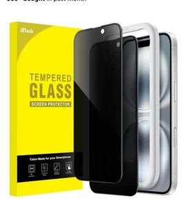 Privacy Full Coverage Screen Protector for iPhone 16 6.1-Inch, Black Edge - Picture 1 of 3
