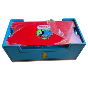 Thomas & Friends Trains Wooden Toy Box Lid & Wheels Learning Curve Storage - Picture 1 of 16