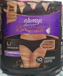Always Discreet Boutique Maximum Protection Underwear Panties Pack of 10 - Large - Picture 1 of 6