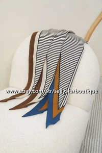 Sallys 70% Cashmere & 30% Silk Stripe Print Lozenge Neck Collar Scarf 200*70cm - Picture 1 of 38