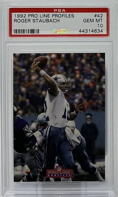 Roger Staubach PSA 10 - 1992 Pro Line Profiles - Cowboys, Navy, Captain Comeback - Image 1 of 4