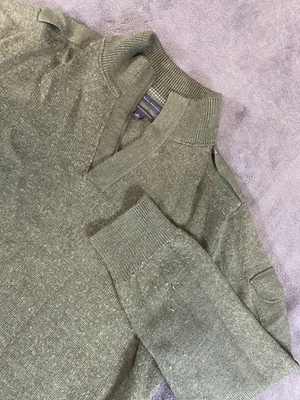 Banana Republic Sweater Mens XL Wool Pullover Half Zip Mock Neck Olive Green - Image 1 of 4