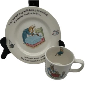 Wedgwood Of Eturia & Barlaston Peter Rabbit Beatrix Potter Cup & Plate England - Picture 1 of 15