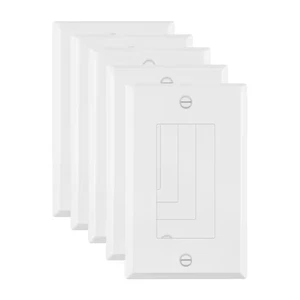 1-Gang Matte White Decorator/Rocker Outlet Metal Wall Plate, 5-Pack - Picture 1 of 12