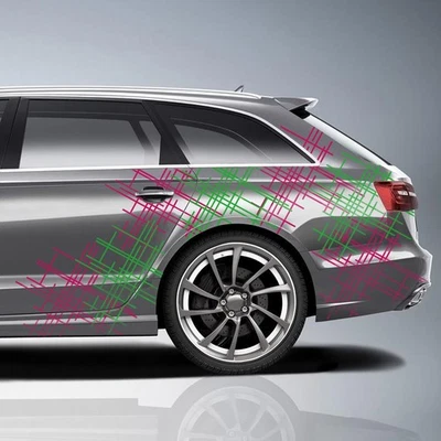 6er Set Auto Aufkleber Gitter "Hellgrün & Telemagenta" 60x60cm Folie KX076-31 - Bild 1 von 4