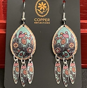 Kupfer Reflexionen Ohrringe von Norval Morrisseau Indigenous Woodland Art Design✨ - Bild 1 von 18