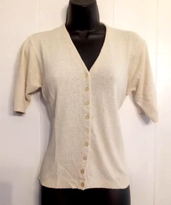 Talbots Petites Strickjacke SEIDENPULLOVER Gr. Small Kurzarm Knopfleiste Strick Oberteil - Bild 1 von 5
