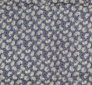 Cotton Fabric 20"x42" JoAnn Polly Navy Blue Beige Paisley Print - Picture 1 of 5