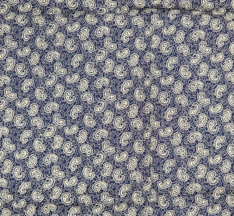 Cotton Fabric 20"x42" JoAnn Polly Navy Blue Beige Paisley Print - Image 1 of 4