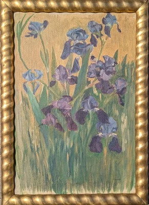 Carl Huck, Schwerlilien, Iris, Öl auf Leinen, um 1920, Jugendstil - Bild 1 von 4