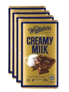 Whittaker's Creamy Milk Chocolate Block 250g 4Pack Made in New Zealand - Picture 1 of 2