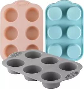 Silicone Muffin Pan, Food Grade Cupcake Standard, Gray, Orange, Blue - Picture 1 of 8