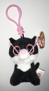 TY PEPPER BLACK & WHITE CAT BEANIE BOOS 3” KEY CLIP, W/ NEW RED TAG, HTF-CUTE - Picture 1 of 3