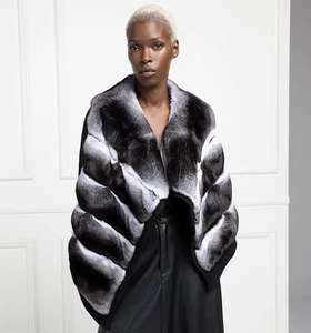 Women Chinchilla Real Rex Rabbit Fur Vest Winter handsome Trendy Waistcoat Gilet - Picture 1 of 5