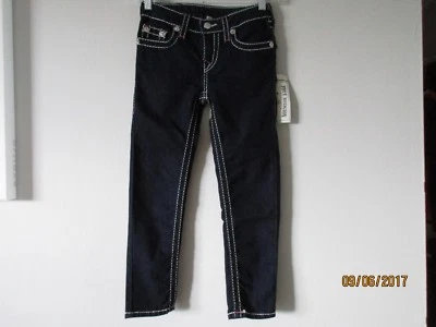 NUEVO CON ETIQUETAS TRUE RELIGION NIÑA ALGODÓN POLIÉSTER AZUL MARINO JEANS AJUSTADOS TALLA 6X Foto 1 de 4