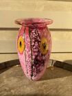 Gorgeous Robert Eickholt Art Glass Vase Pink Yellow Signed Dated 2003