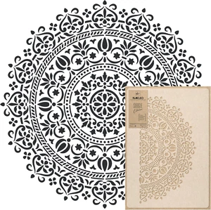 Stencil Riutilizzabile Plastica Parete - Diametro 59 Cm - Geometrico Floreale Ma - Afbeelding 1 van 12