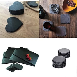 Natural Slate SQUARE ROUND HEART Coasters Coffee Table Drinks 10x10cm - Picture 1 of 6