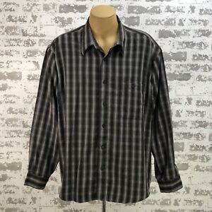 Ron Chereskin Shirt Mens 2XL Luxury Microfiber Button Down Polyester Black White