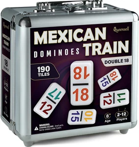 Mexican Train Dominoes Set with Numbers - Double 18 Dominos Set for Adults and K - Picture 1 of 12