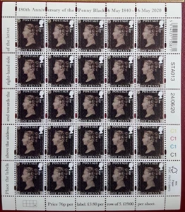 MS4355 PENNY BLACK X 25 180th ANNIVERSARY MINI SHEET 6th May 1840-6th May 2020 - Picture 1 of 2