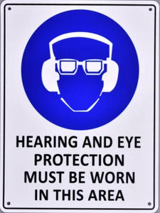 Hearing and eye protection must be worn in this area - Mandatory Sign - Picture 1 of 1