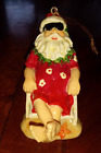 Santa Claus Christmas Ornament Chilling On The Beach W/Beach Chair & Sunglasses