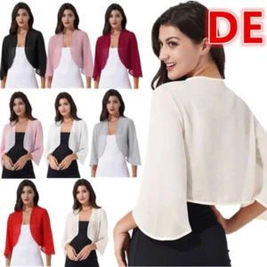 DE Damen Bolero Jacke Festlich Langarm Mantel Blazer Chiffon Tops Cover Up Party - Bild 1 von 74