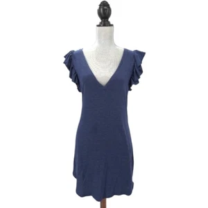 Vestido Chaser para mujer M azul pulóver por encima de la rodilla manga aleteada alto bajo cuello en V - Imagen 1 de 7