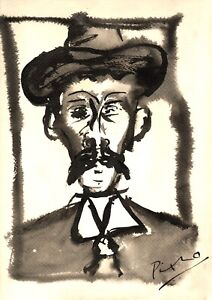 Original Pablo Picasso ink on paper portrait Not A Print  signed, & mounted