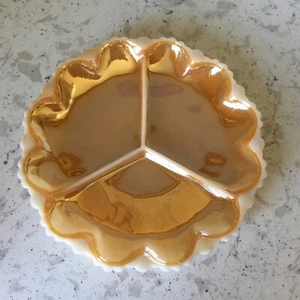 Vintage Anchor Hocking-FIRE KING-Peach Lustre Divided Plate 10” - Picture 1 of 6